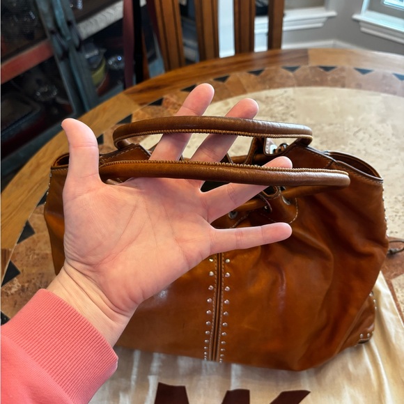 Michael Kors Brown Leather Studded Tote • Soft Leather • MK Charm - Picture 2 of 9